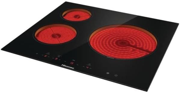 Installation diagram for Hisense E6322C ceramic hob, showing dimensions for countertop cut-out.