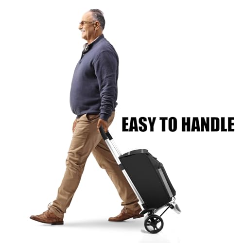 BigDean Einkaufstrolley klappbar mit Kühlfach - auch als Sackkarre nutzbar - Einkaufswagen mit extra großen Reifen – Bild 8