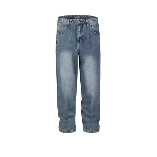 High Street Washed Worn Out Long Pants Unisex Straight Leg Jeans