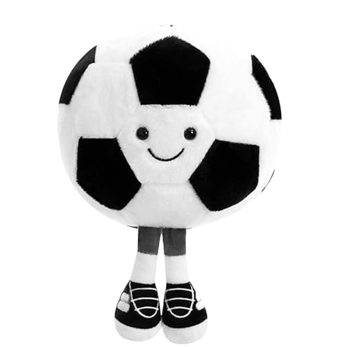 Hpbaggy Peluche de Fútbol 25 cm,Pelota de Fútbol de Peluche,Juguetes Infantiles,Decoración de Habitación Infantil, Juguete Deportivo,Suave Y Esponjoso,Regalo para Niños y Amantes del Deporte(Blanco)