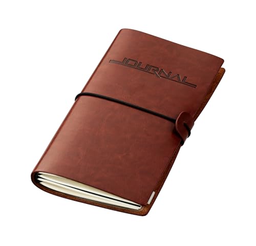 TROIKA Bullet Journal Travel Journal - Diario con 2 cuadernos y compartimentos, 36 hojas perforadas, tamaño de papel de 10 cm x 18,5 cm y cuadrícula de puntos de piel sintética, PVC, terciopelo en