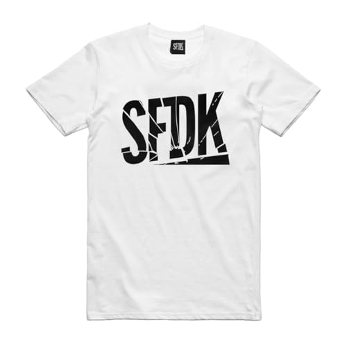 SFDK Camiseta Blanca Unisex Letras rotas - Manga Corta. (FR/ES, Letras, M, 4XL, Regular, Regular, Blanco)