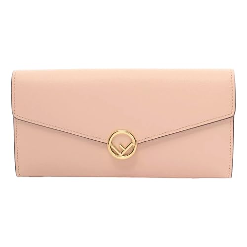 FENDI F Is Leather Long Envelope Womens Wallet Light Rose Beige Pink