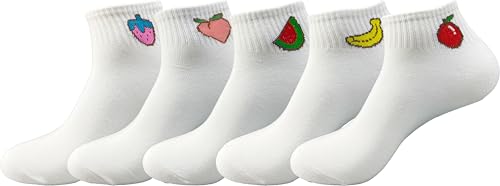 Image of Fruit Embroidered Ankle Socks Cute No Show Socks for Women, Ladies, Girls