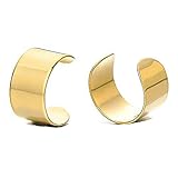 Sobly Jewelry 2pcs Gold Color Stainless Steel Ear Cuff Ear Clip Non-Piercing Clip On Earrings for Men and Women
