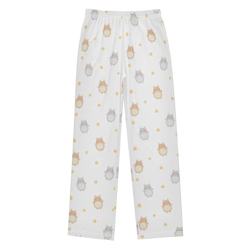 Boys' Pants Cute Cat Stars Long Bottoms Jogger Pants Elastic Waist Trousers with Pockets S-XL
