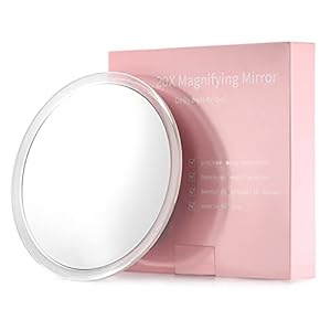 SANTOO 20X Magnifying Mirror with 3 Mounting Suction Cups Used for – Pluck Eyebrows – Tweezing – Blackhead Removal – See Details Clearly – Easy Mounting Makeup Mirror – 6 Inch Round