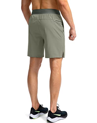 Men's Running Shorts With Zipper Pockets 7 Inch Lightweight Quick Dry Gym Athletic Workout Shorts For Men (Green Sage, 2Xl) #TOP2