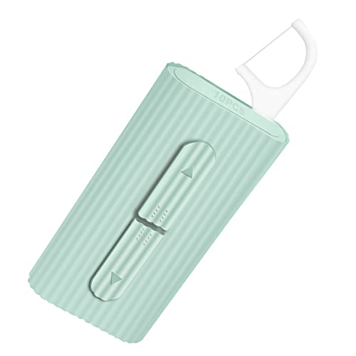 Dental Floss in Box. Portable Case, Storage 10 Picks Adult The Best Tool for Cleaning Teeth and Oral Care is Perfect for Dinners, Dating, Travel, Hotels.(Green)