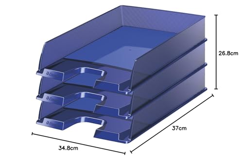 Bandeja Europost A4 Esselte de plástico transparente apilable para organizar papel y documentos 4
