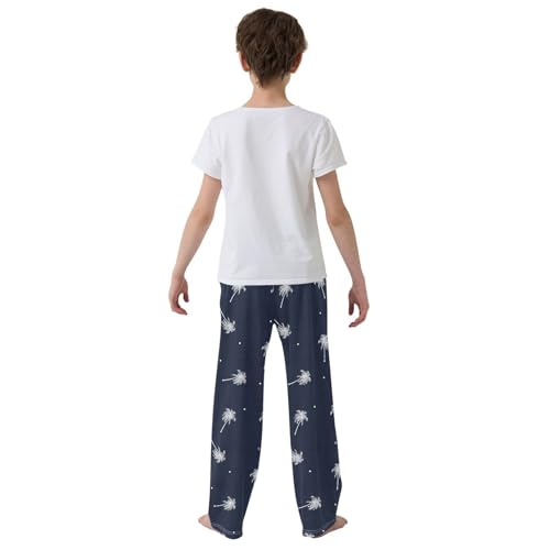 ZZKKO White Palm Trees Polka Dot Boys Pants for Kids Jogger Pants with Pockets S-XL3