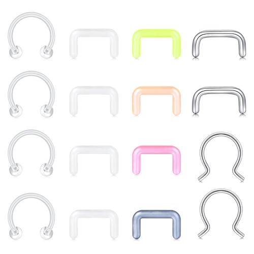 MODRSA Septum Ring - Clear Septum Retainer for Work & Surgery Acrylic & Silicone
