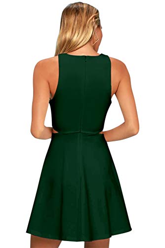 Belongsci Women 2023 Sweet And Cute Sleeveless Racerback Flared Swing A-Line Waist Hollow Out Summer Short Dress #TOP2