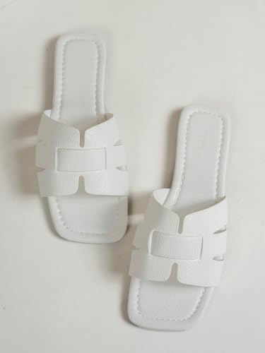 Women's Flat Slippers & Beach Sandals | Non-Slip Outdoor Square Toe Fashion Slip Ons for Summer 6