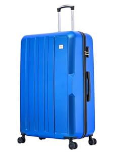 FLYMAX 24" Medium Suitcase Super Lightweight 4 Wheel Spinner Hard Shell ABS Luggage Hold Check in Travel Case 65 Litre Blue