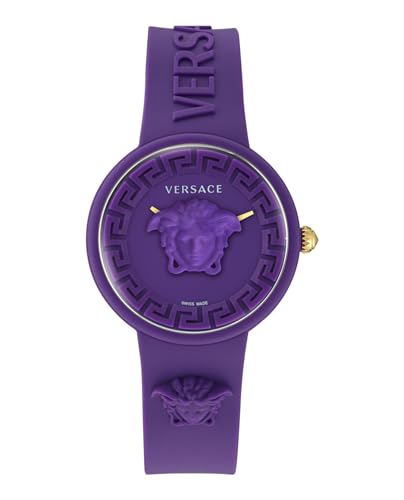 Versace Medusa Pop Collection Luxury Womens Watch Timepieces with a Purple Strap, Case and Dial