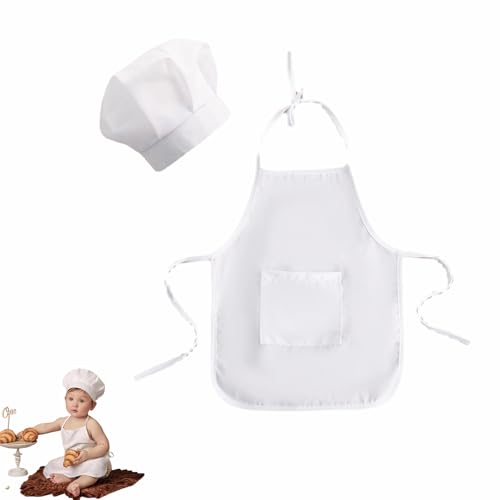 TFSYLISA Tenue De Chef 2 Pièces pour Nouveau-Né, Tenue De Cuisinier pour Bébé Et Toque De Chef, Costume de Chef pour Tout-Petit pour Photographie de...