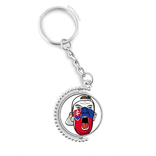 Llavero con anillo de la bandera de Eslovaquia y tapa giratoria interactiva de pintura facial