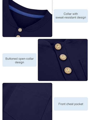 Image of Poroka 4 Pack Baby Boys and Toddlers Cotton Short-Sleeve T-Shirts Pocket Button Crew Neck Tee Short-Sleeve Shirts