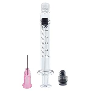 Fhis Dispensing Measurement Mark Tip for CBD Oils, EJuices, Liquids, Chemical (Gray Piston)3ml Luer Lock Syringe with Needle Reusable Pack of 100 (20G)