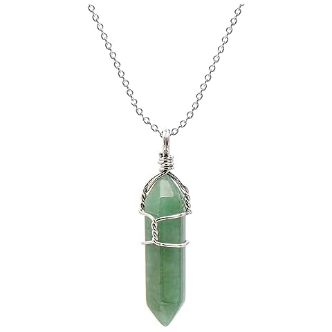 Paialco Hand Wired Natural Aventurine Crystal Point Healing Chakra Pendant Necklace Cover