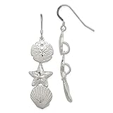 925 Sterling Silver Sand Dollar Sea Star Starfish Shell Mermaid Nautical Jewelry Drop Dangle Chandelier Earrings Outdoor Nature Animal Life Fine Jewelry For Women Gifts For Her