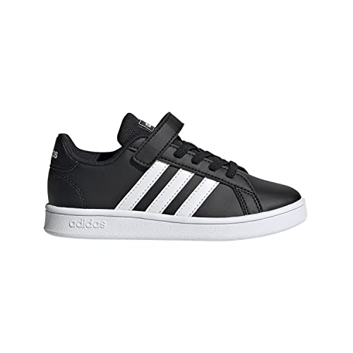 adidas boys Grand Court Tennis Shoe, Core Black/Footwear White/Footwear White, 1 Little Kid US2