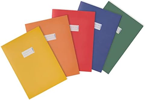 HERMA 7054 Okładka na zeszyt A5, biała, okładka na zeszyt z polem na opis, z mocnego papieru makulaturowego i bogatych kolorów, ochraniacz na zeszyty szkolne, kolorowa