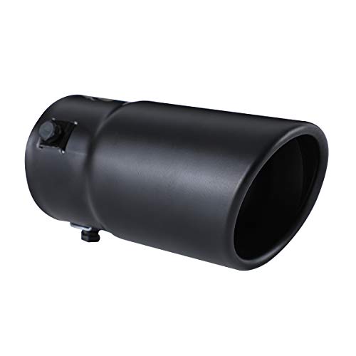 Black Exhaust tip - Fit 1.75 to 2.5 Inch Exhaust Tail Pipe Diameter- Black Coated Stainless Steel - Car Muffler Tips