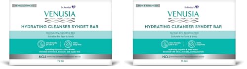 Image of Dr. Reddy's Venusia Hydrating Cleanser Syndet Bar | 100% soap-free, pH 5.5, Non-irritating, Hypoallergenic, PAMA-free | Enriched with Hydrating Glycerin, Shea Butter, Olive Oil, Avocado Oil & Jojoba Oil - 75g