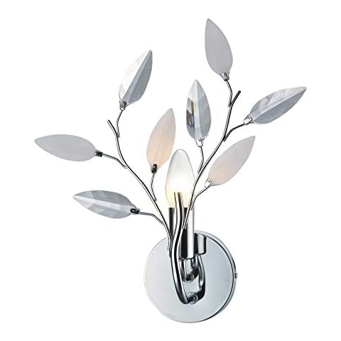 Willow Polished Chrome 1 Way Single Wall Light with Clear/Frosted Leaf … Cover