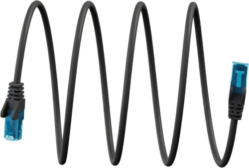 goobay Cable LAN ultraflexible de 1 m – CAT 6A U/UTP – Negro, conductor de cobre, revestimiento TPE sin halógenos, conector RJ45, apto para PoE/PoE+, superficies de contacto 3µ doradas – 79185