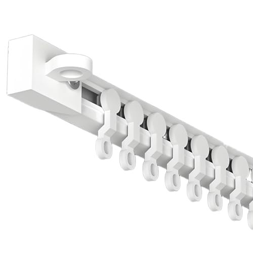 Riel de cortina autoadhesivo, sin taladro, montaje en techo o pared, divisor de habitación blanco, fácil instalación, no flexible, perfecto para decoración del hogar y privacidad
