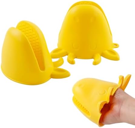 Mini Silicone Oven Gloves Heat Resistant Cooking, Pinch Mitts for Kitchen Cooking & Baking, Mini Rubber Oven Mitts(Yellow)