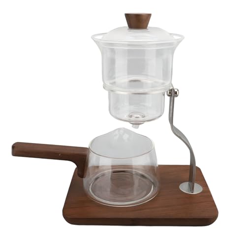 Set Teiera in Vetro con Gocciolamento Semiautomatico Rotante, capacità 350 Ml, Teiera con Gocciolamento Automatico, Set da tè in Vetro con Filtro Magnetico per Riunioni di