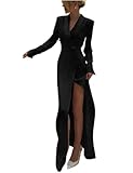 Lacoac Women's Long Dress Coat Shawl Lapel Tuxedos Blazer for Wedding Performance Black
