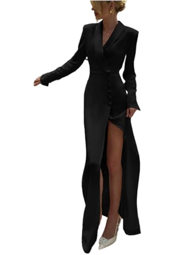 Women's Long Dress Coat Shawl Lapel Tuxedos Blazer for Wedding Performance