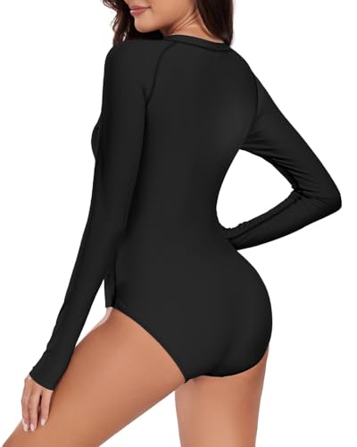 Image of Century Star UPF 50+ Long Sleeve Swimsuits for Women - Rash Guard Modest High Neck Surf One Piece Full Coverage Bathing Suit