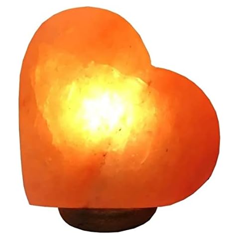 Heart Shape Himalayan Salt Lamp Pink Rock Crystal Light | Natural Quality Hand Crafted from Foothills of Himalayas Comes with Complete Fitting Wooden Base UK Pin Switch Cable and Bulb Cover