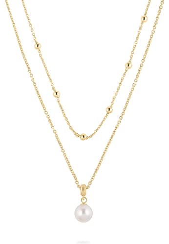 JETTE Damen-Kette 925er Silber Süßwasserperle One Size, Gelbgold 32021989