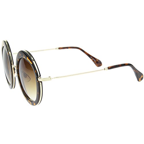 zeroUV Goemetric Hexagonal Lens Round Metal Accented Oversized Sunglasses 56mm3