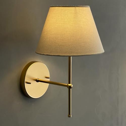 Kit com 2 Luminária de Parede Arandela Quarto Sala Cabeceira Com Cúpula Clássica de Tecido Algodão R