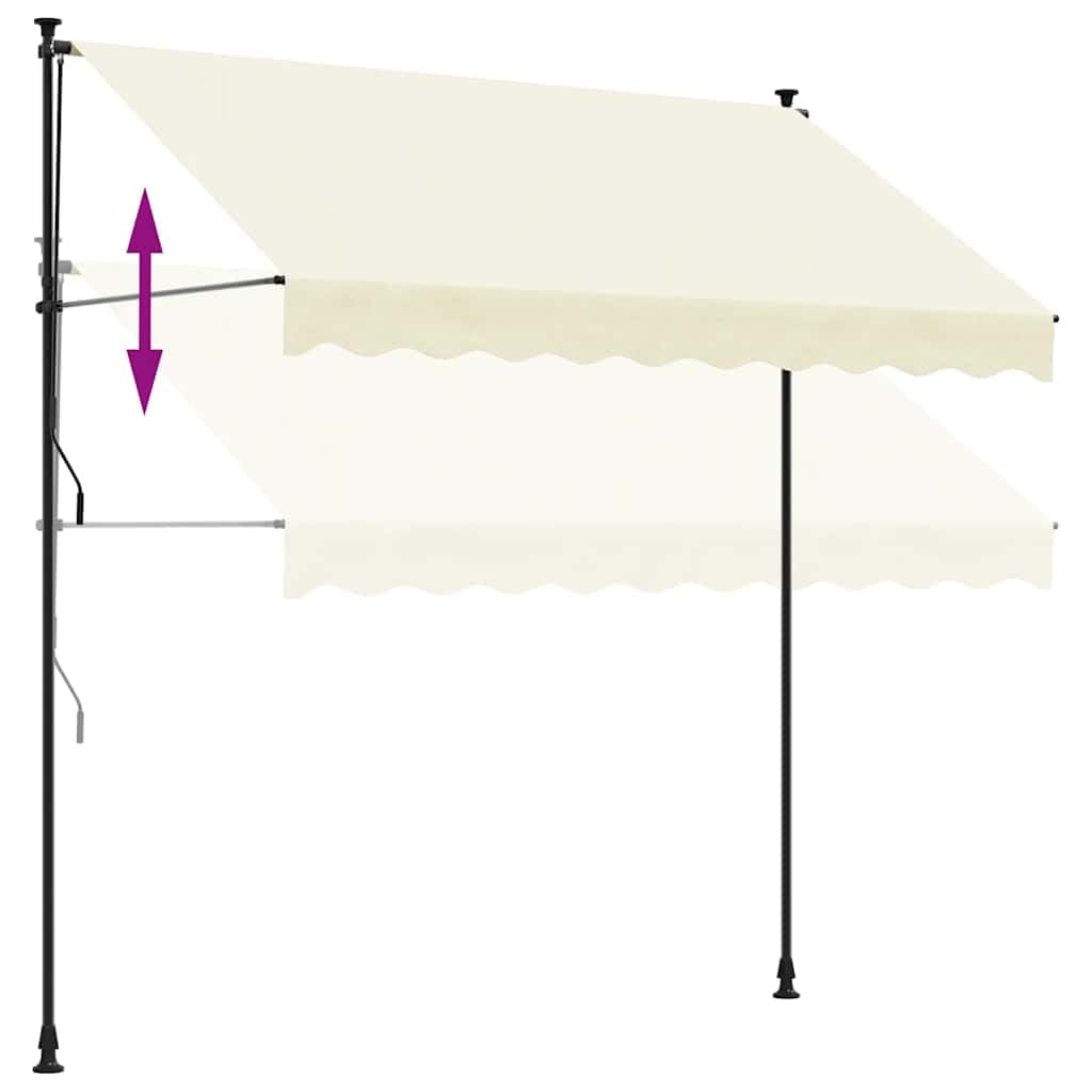 Wysuwana markiza kremowa, 300 x 150 cm, wykonana z wytrzymałej stali i odpornego na promieniowanie UV materiału poliestrowego, elastyczna ochrona przed słońcem na balkon, taras i do ogrodu