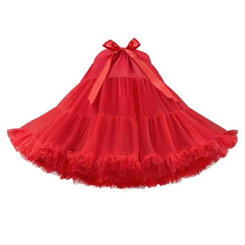 Kryozent Adult Ballet Tutu Tulle Skirt Elastic Waist Princess Ballet Dance Petticoat Knee Length Red Puffy Pettiskirts for Women