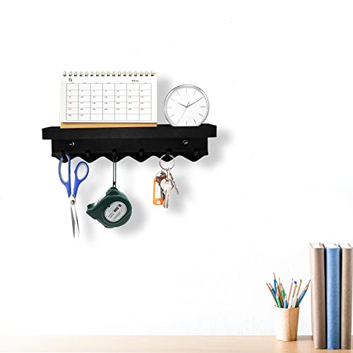 Echehi 6 Hooks Key Holder, Self Adhesive or Drilling 2 Ways Installation Wall Key Rack, Key Hooks Wall Mounted for Entrance Area, Kitchen (Black) - Cosy Home Interiors Echehi 6 Hooks Key Holder, Self Adhesive or Drilling 2 Ways Installation Wall Key Rack, Key Hooks Wall Mounted for Entrance Area, Kitchen (Black) - Image 4