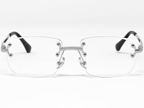 Retro Rimless Rectangle Glasses Vintage Square Metal Wire Frame Trendy Hip Hop Frameless Style for Men and Women2