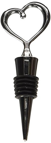 Kate Aspen Bottle Stopper, Heart Chrome