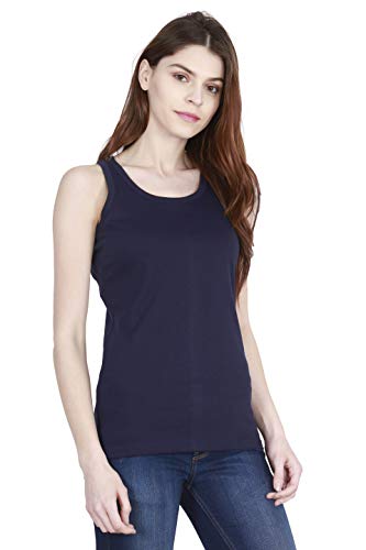 Image of FLEXIMAA Women's Cotton Plain Round Neck Sleeveless T-Shirt