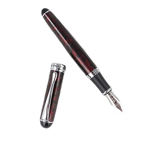 Image of Jinhao Fountain Pen Silver Trim Medium Nib X750 (Lava Red)