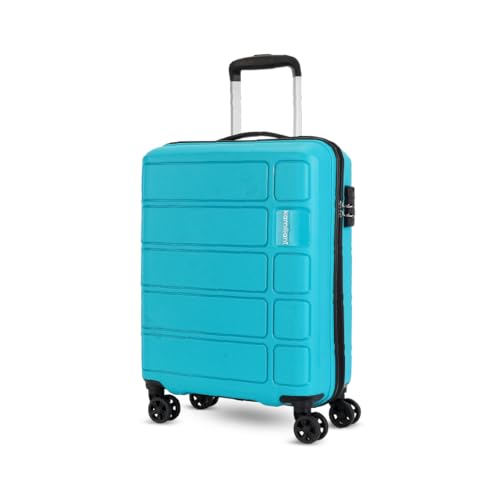 Kamiliant by American Tourister Small Harrier Edge 8W 56 Cms Cabin (PP) Hard Sided 8 Wheels Spinner Luggage/Suitcase/Trolley Bag (Coral Blue) (Double 